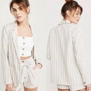 Abercrombie and Fitch Stripped Linen Blend Blazer Women M